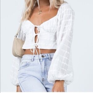 White Tie-Front Blouse